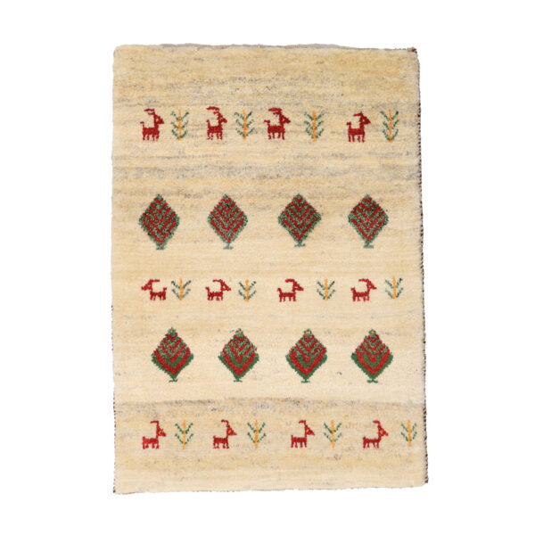 波斯加贝毯羊毛地毯 正宗手工编织 Khorasan 动物与树图案