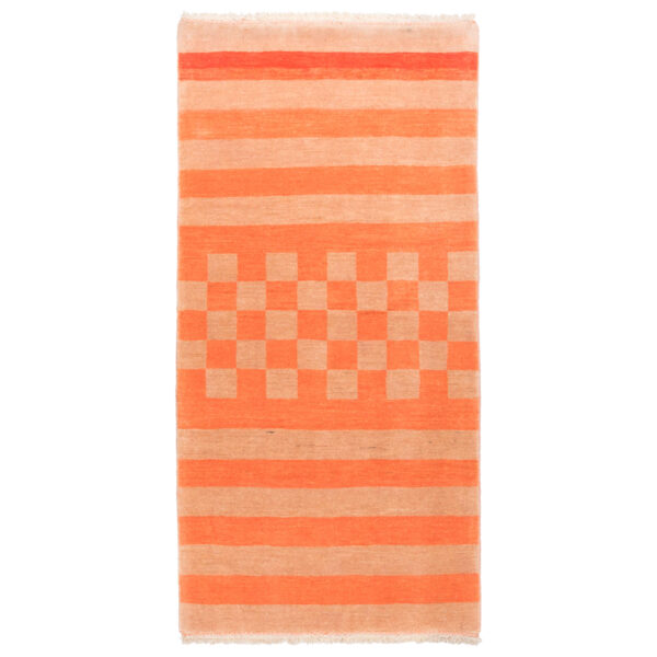 波斯加贝毯羊毛地毯 手工编织 Fars 橙色条纹