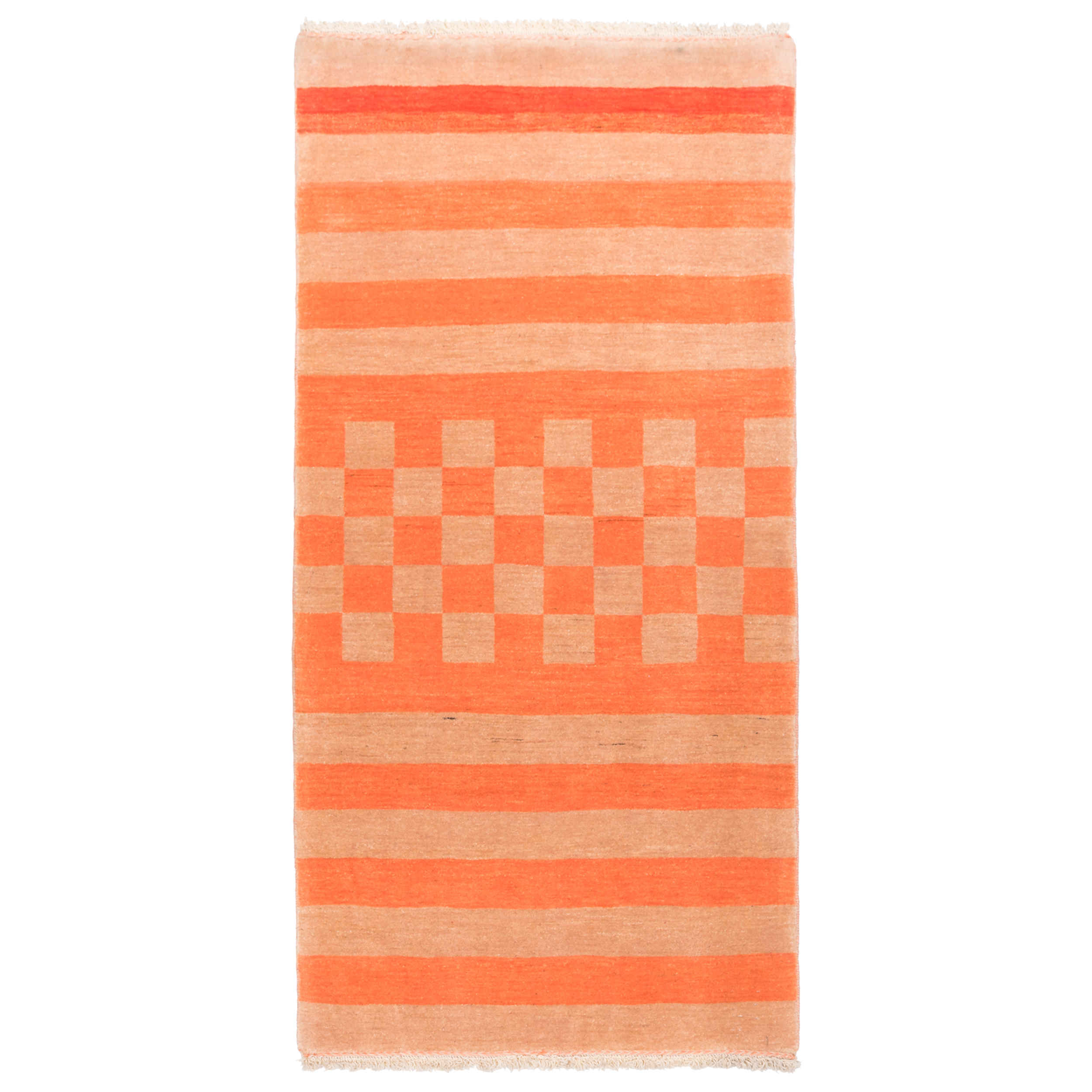 Main image of 波斯加贝毯羊毛地毯 手工编织 Fars 橙色条纹