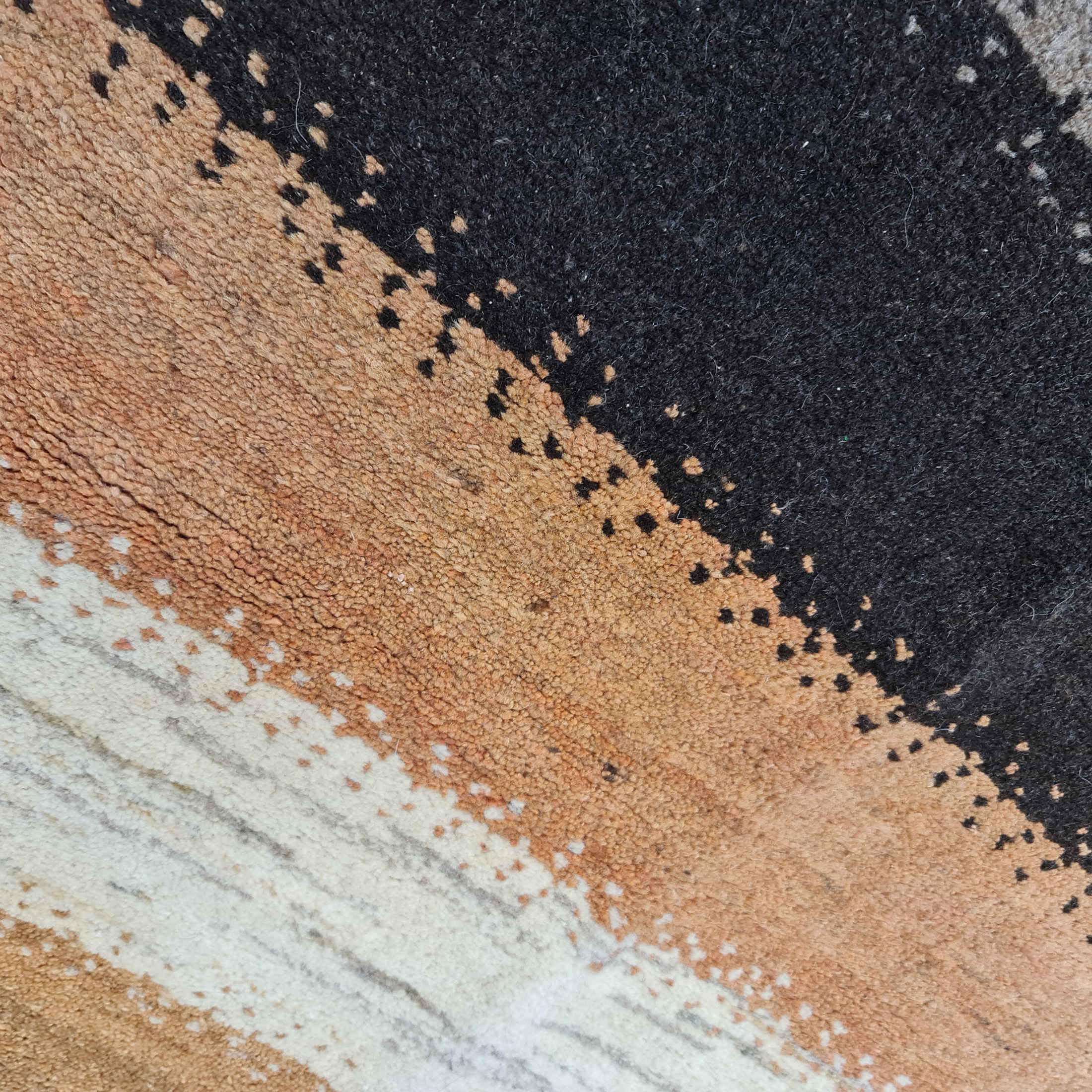 波斯加贝毯羊毛地毯 手工编织于伊斯法罕 条纹棕色