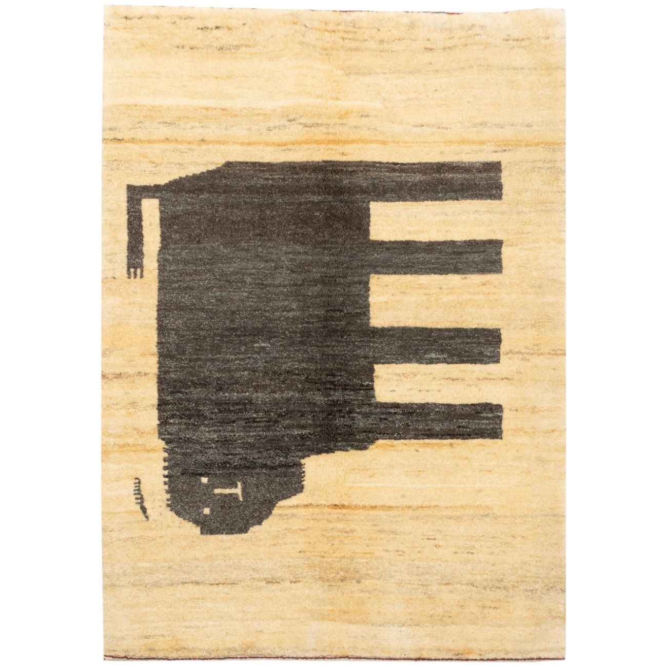 Main image of 波斯加贝毯羊毛地毯 原创手工编织 Fars 奶油色猫图案