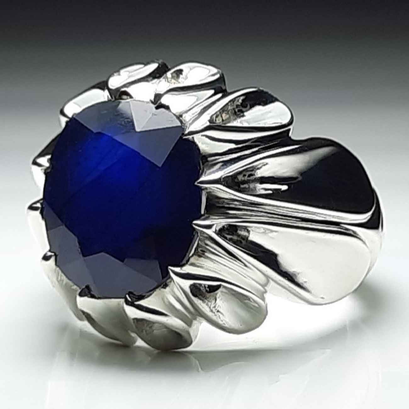 波斯红宝石银戒指,手工制作男士,时尚与奢华