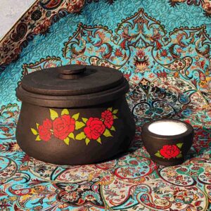 波斯石制 Dizi 锅，适用于 Abgoosht，花卉设计