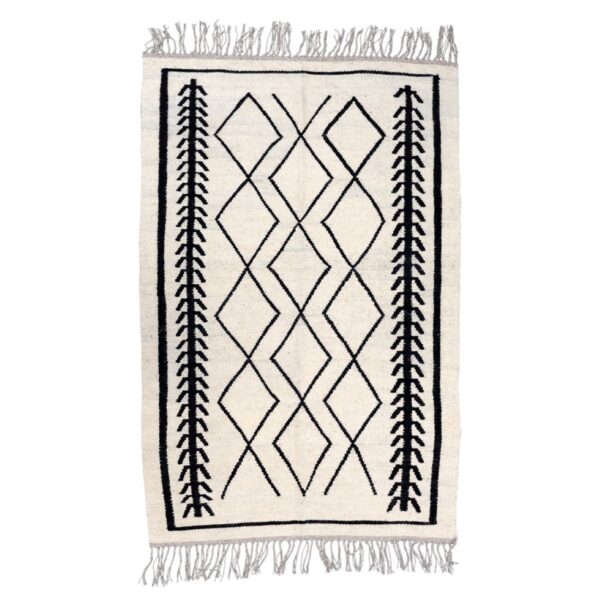 波斯阿尔达比尔羊毛基利姆地毯 原创手工编织 白色