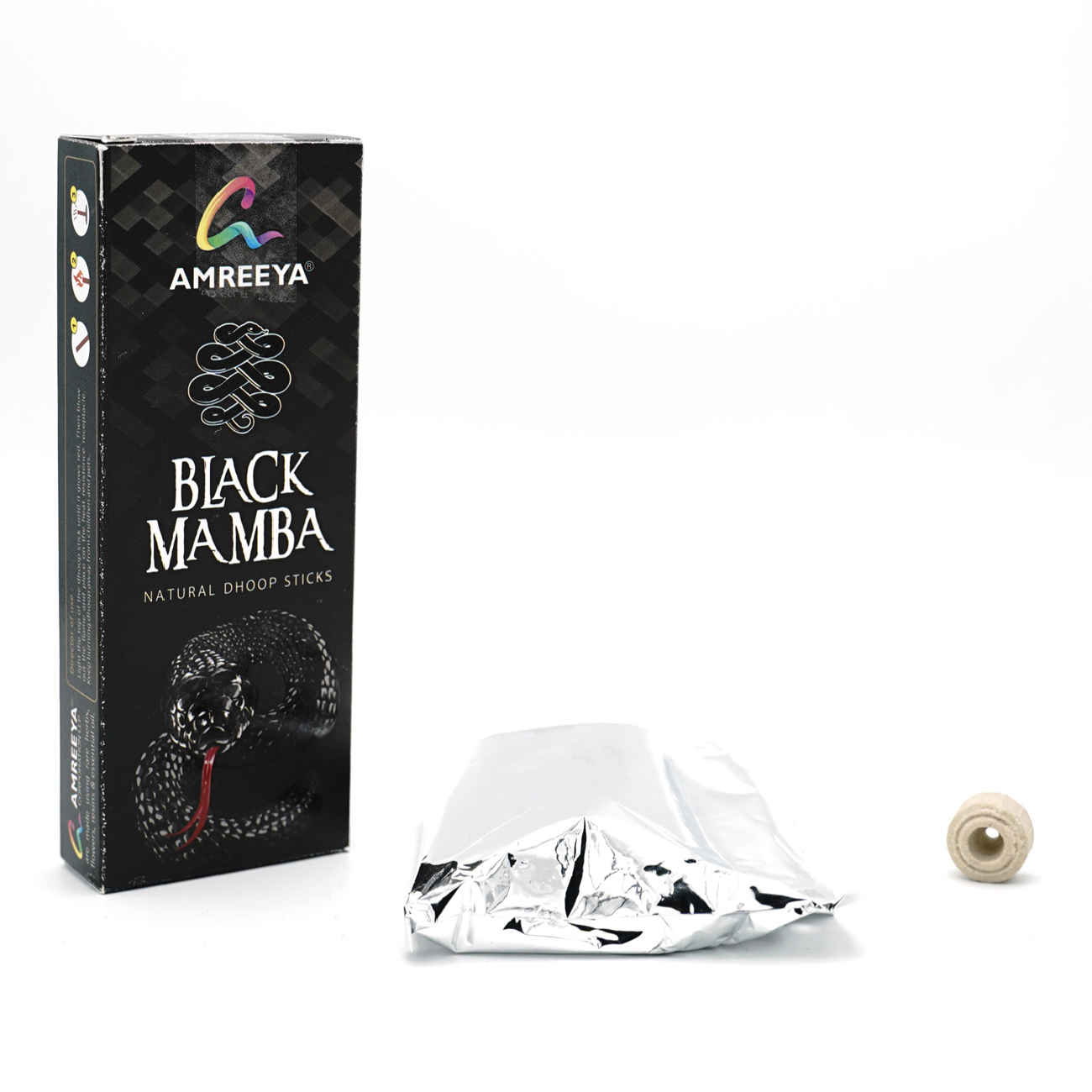 Amreeya黑曼巴天然熏香棒——100支（4包，每包25支），冥想香薰
