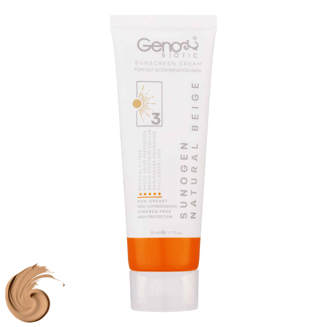 Main image of 油性及混合性肤质最佳防晒霜 – Geno Biotic SPF50 有色，自然米色（2支装）