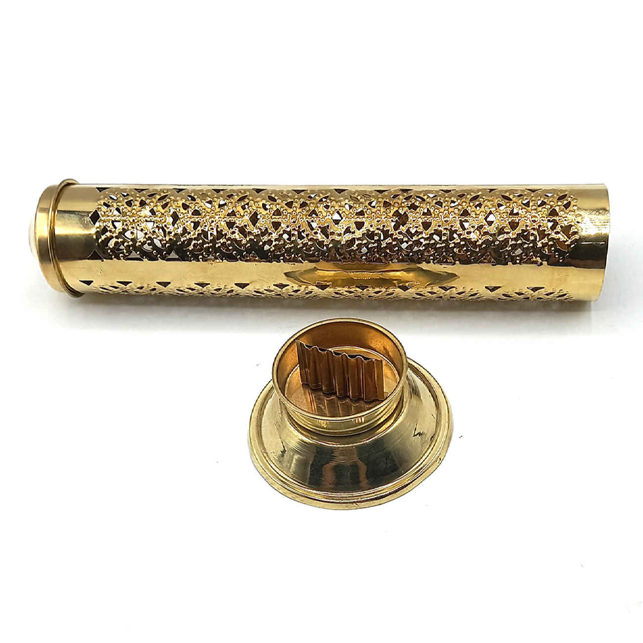 黄铜香薰座——手工圆柱设计，金色