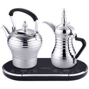 电动不锈钢咖啡渗滤壶 – 双电热壶阿拉伯咖啡及茶加热站套装