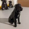 Thumbnail 2: 几何立体派黑狗坐姿雕像 – 现代立体派雕塑