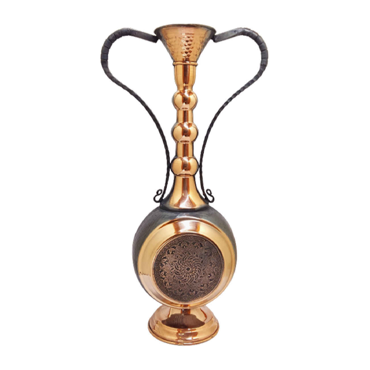 Main image of 手工铜花瓶 – 复杂黑色描绘细节