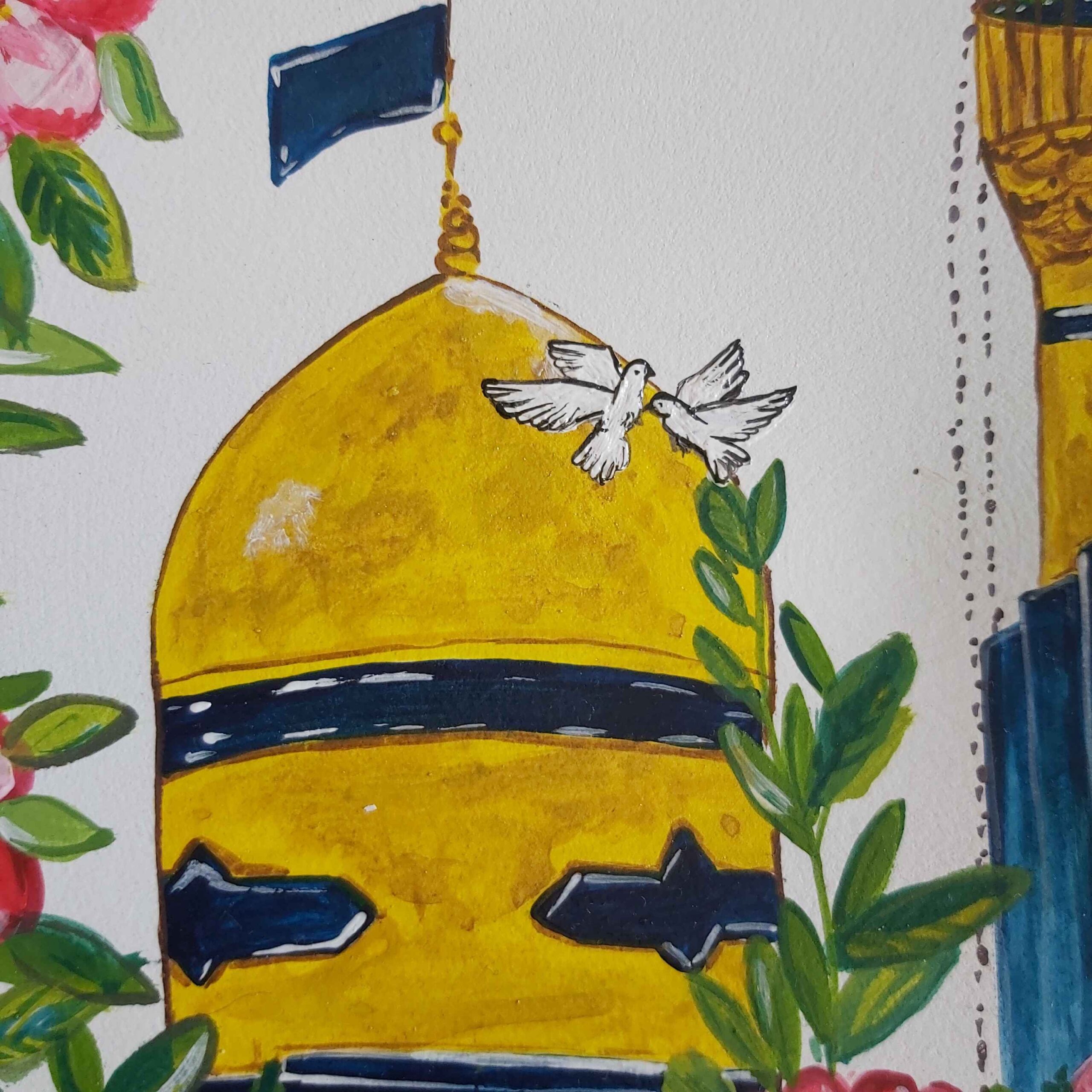 手工伊斯兰陶瓷盘 – 亚克力彩绘,墙面装饰,灵感源自伊玛目礼萨圣陵