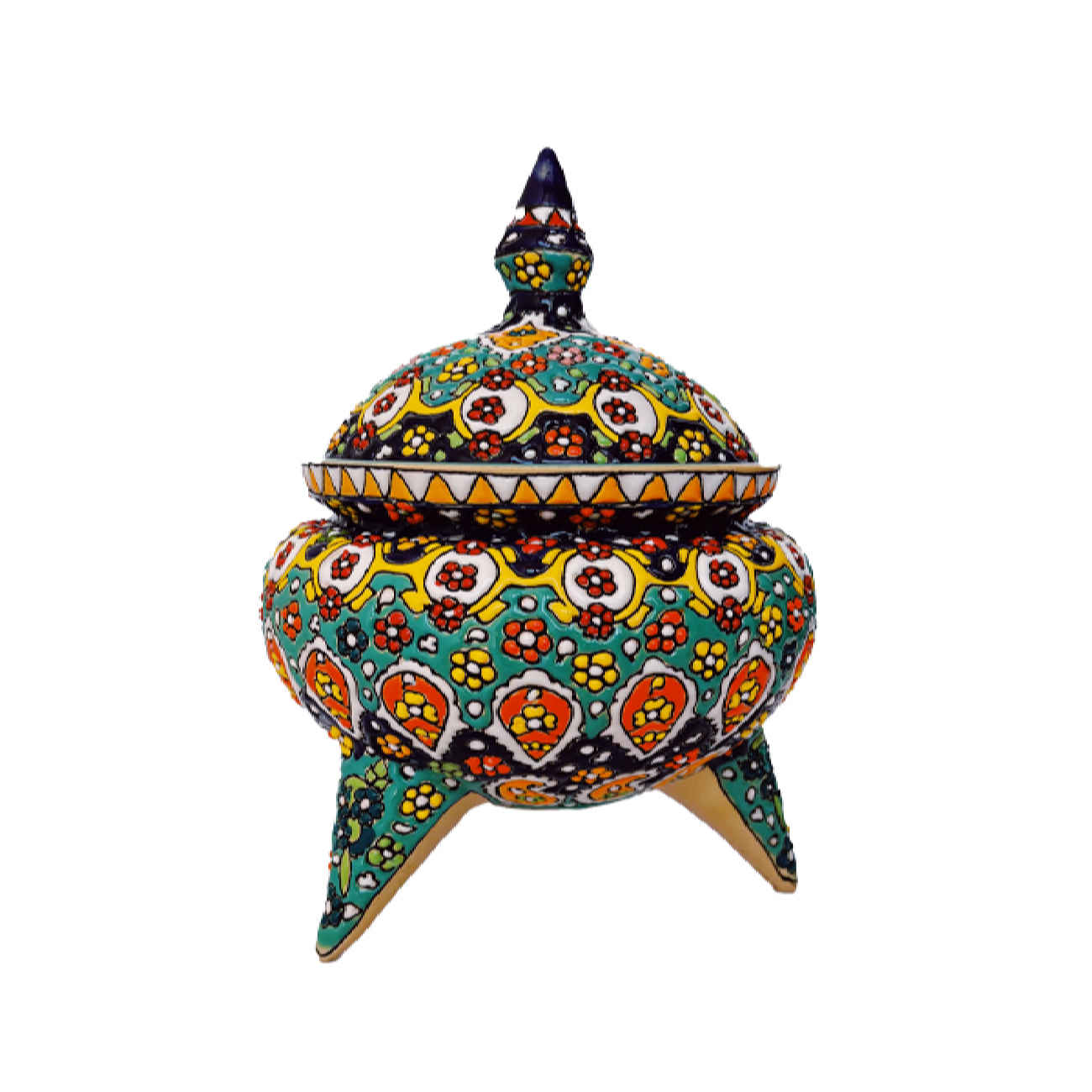 Main image of 手工波斯陶瓷带盖糖碗 – 花卉设计