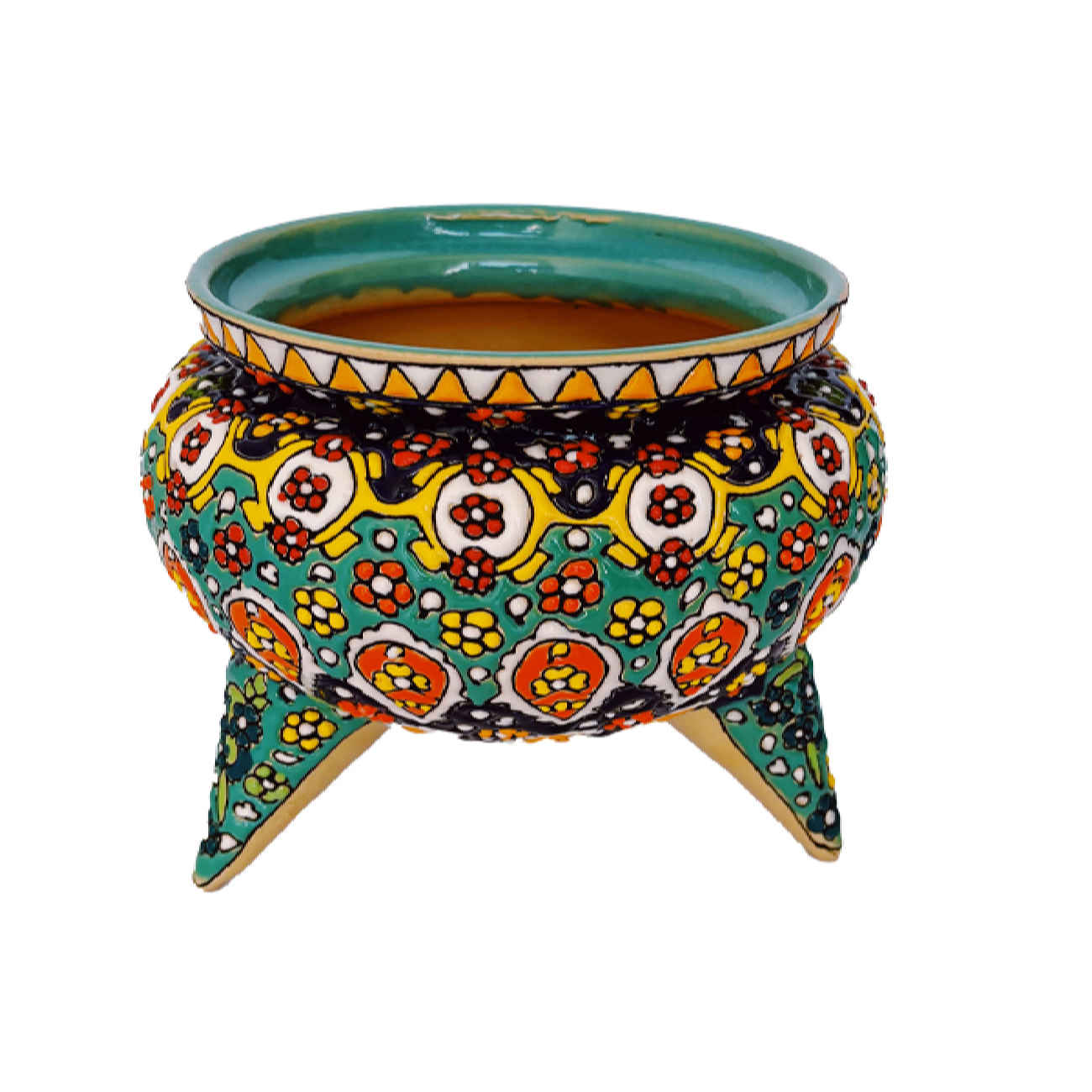 手工波斯陶瓷带盖糖碗 – 花卉设计