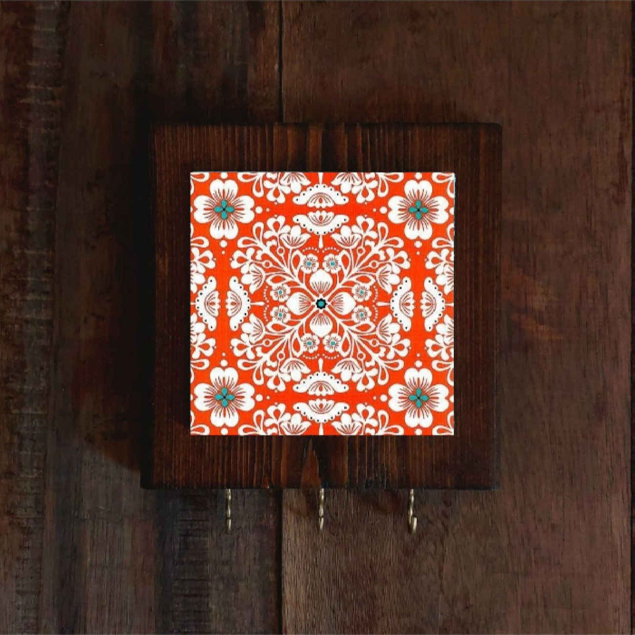 陶瓷墙挂钥匙架——红色木框,钥匙收纳理想选择