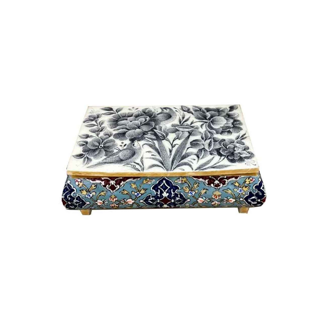 Main image of 手工骨质首饰盒，花鸟图案 – 完美的首饰收纳器