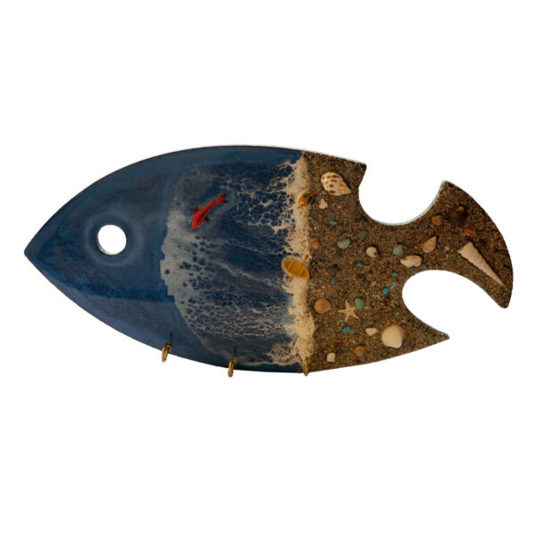 树脂墙挂钥匙架——鱼形设计，时尚耐用