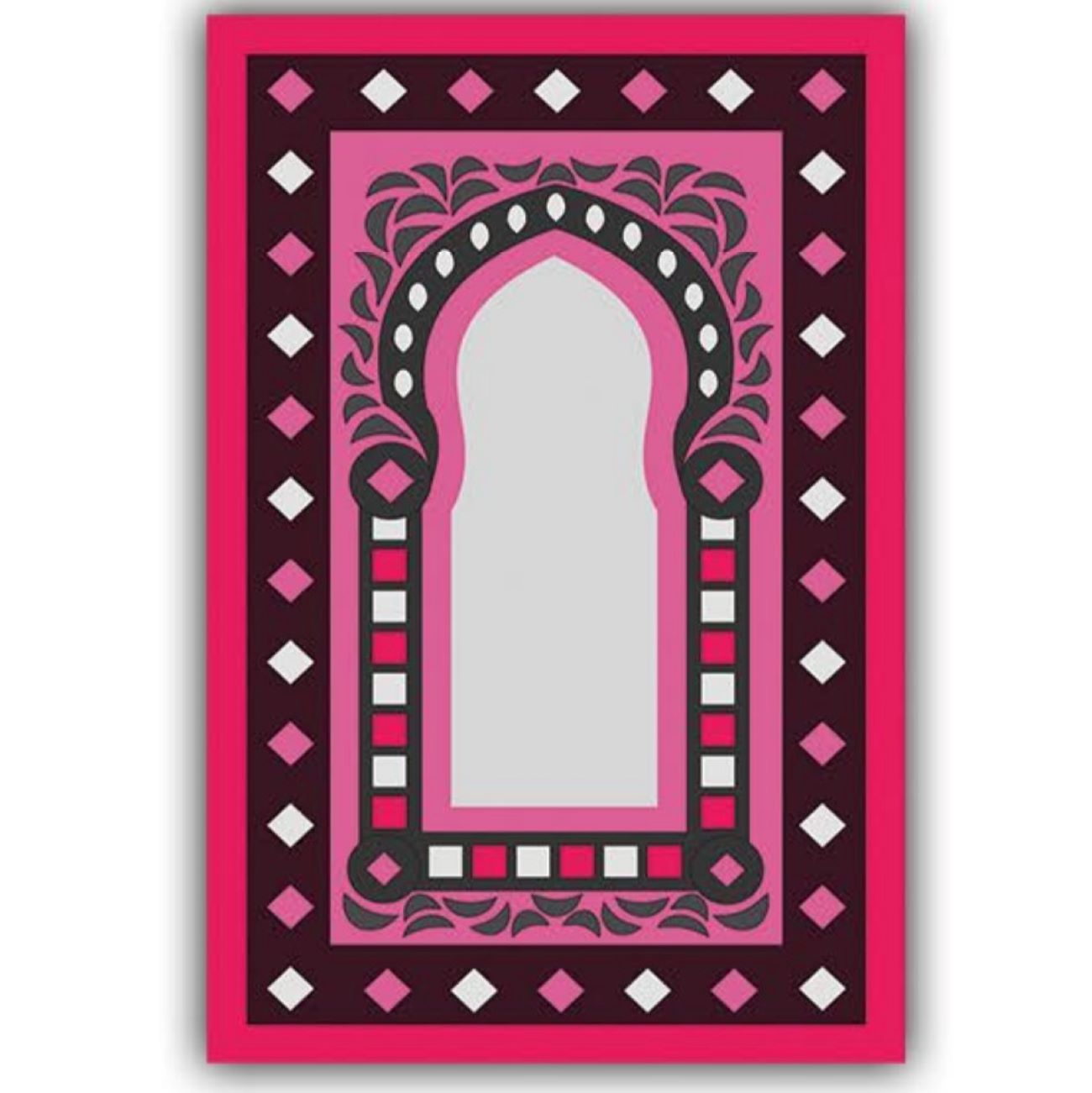 奢华天鹅绒伊斯兰祈祷地毯 – 加厚垫层 Janamaz Sajadah，舒适粉色款