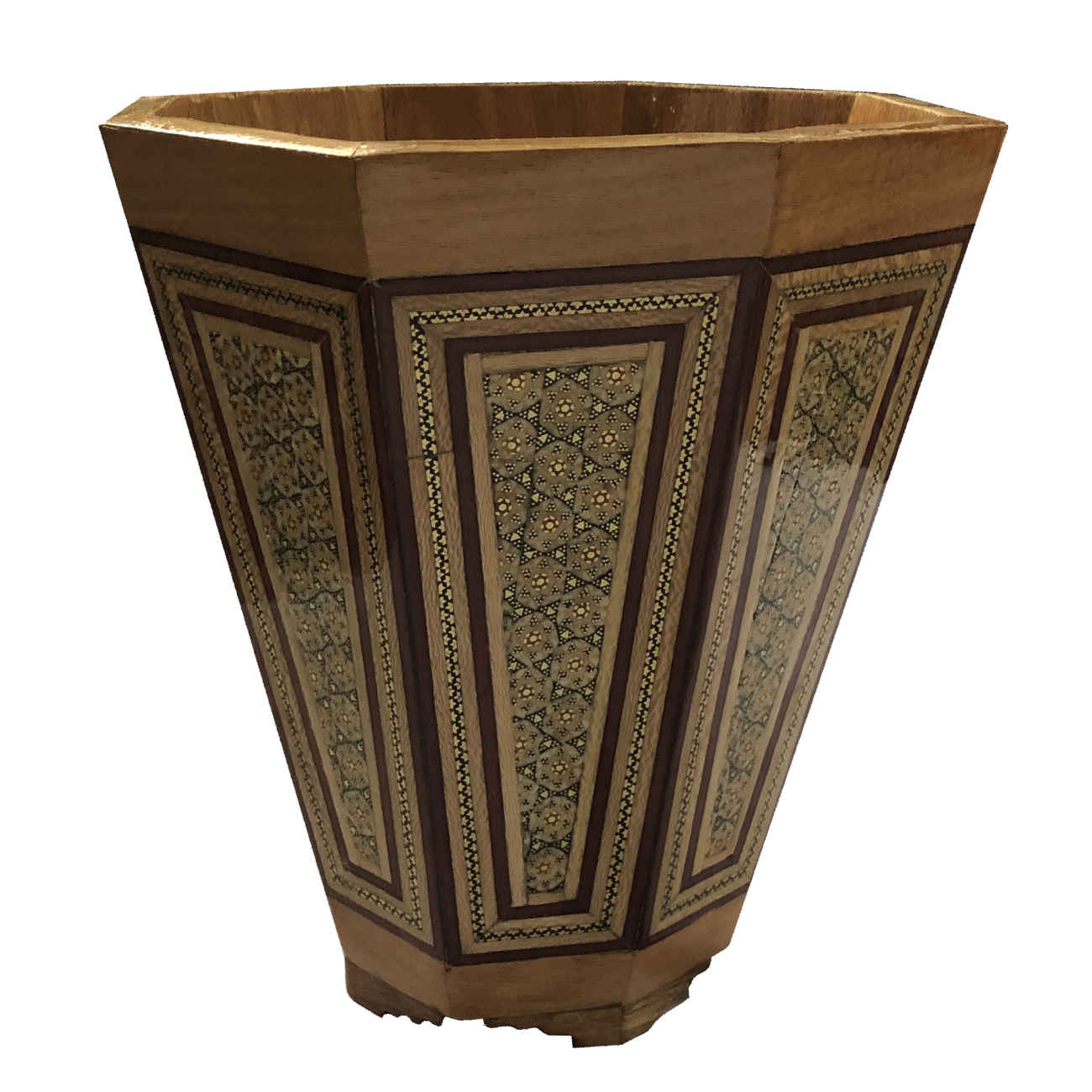 波斯Khatamkari工艺垃圾桶——手工奢华家居装饰