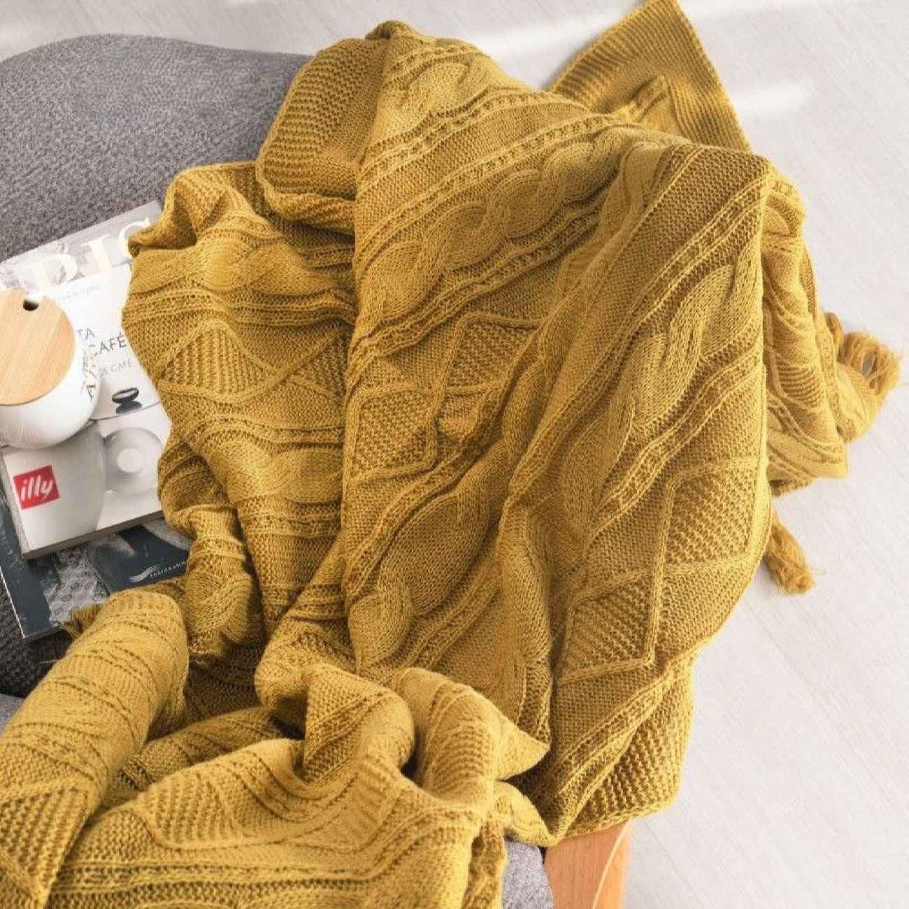 高级针织沙发毯 – 为家居装饰增添优雅与温暖