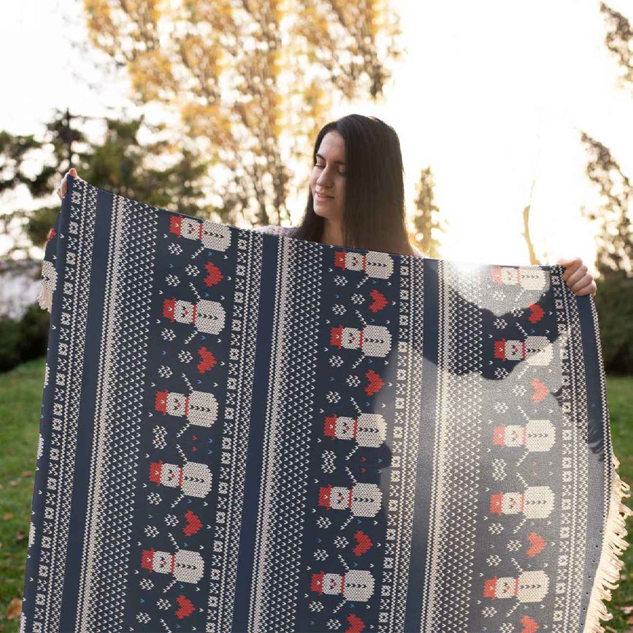 沙发毯 – 雪人图案,为沙发或扶手椅增添趣味