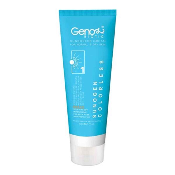 干性及中性肤质防晒霜 – 无色，Geno Biotic SPF50，50毫升（2支装）