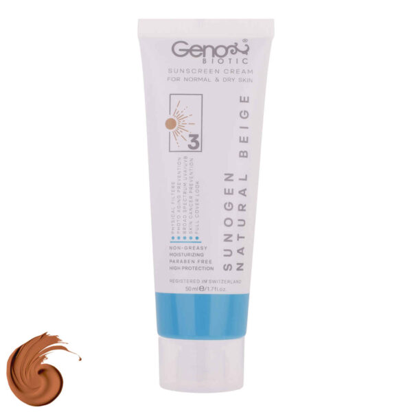 干性及中性肤质防晒霜 – 自然米色，Geno Biotic SPF50 有色（2支装）