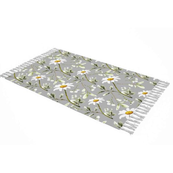 天鹅绒沙发毯 – 洋甘菊图案，完美家居装饰