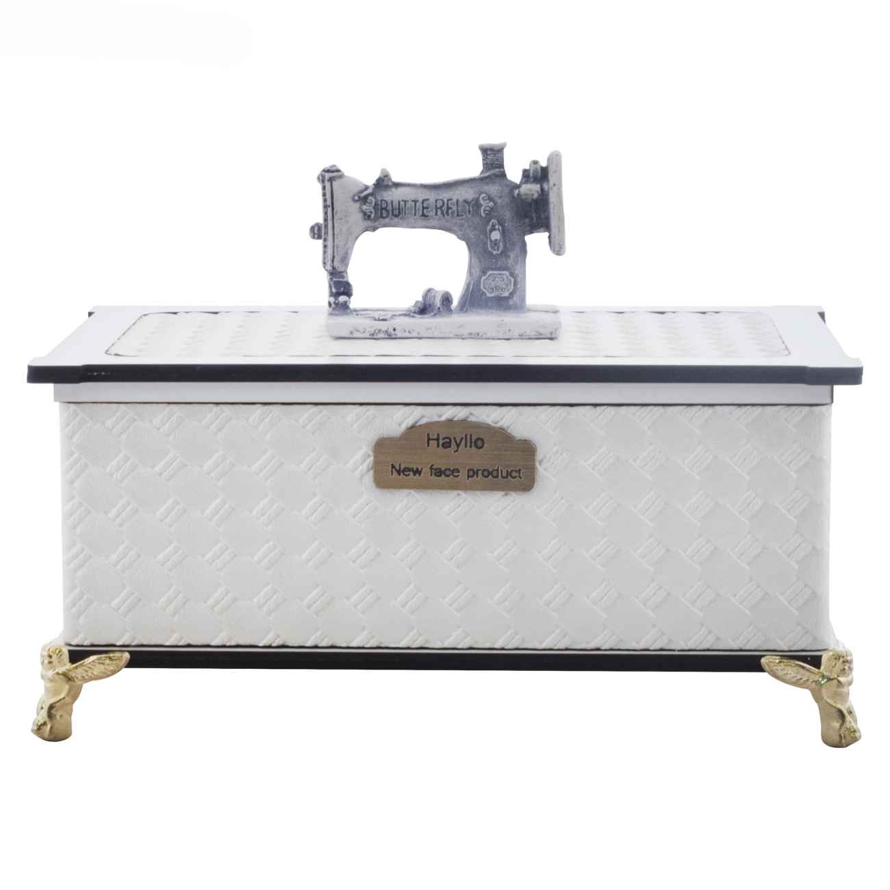 木质缝纫盒带仿皮装饰与支脚——手缝与机缝理想选择