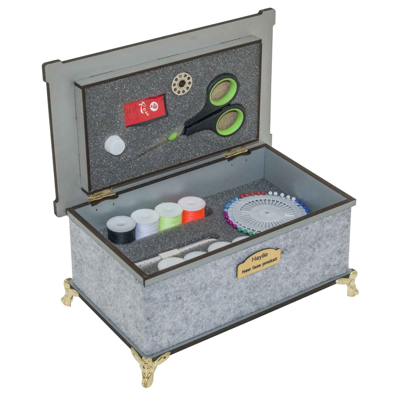 木质带脚缝纫盒——裁缝必备工具