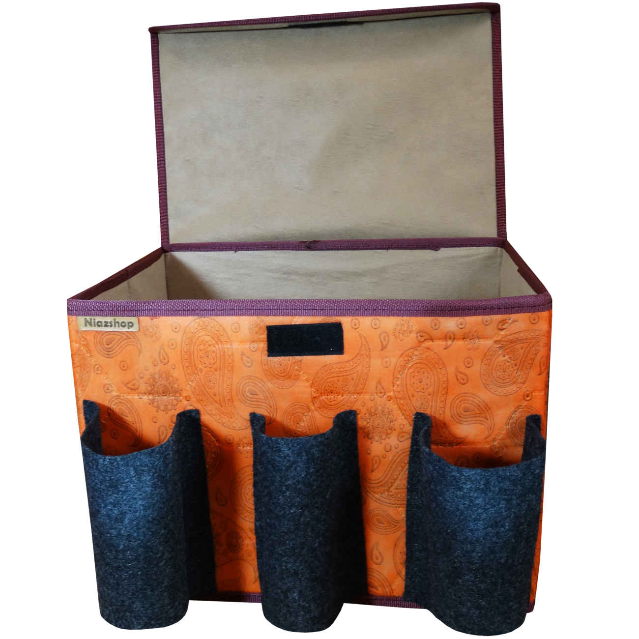 汽车后备箱收纳箱 – 耐用防水底座，可折叠，佩斯利花纹设计