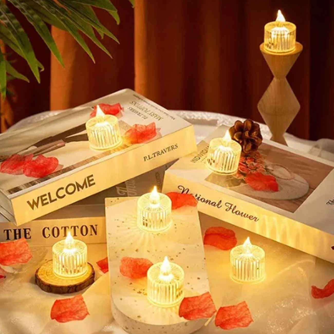 优雅LED圣诞蜡烛 – 温暖闪烁节日光(2件套)