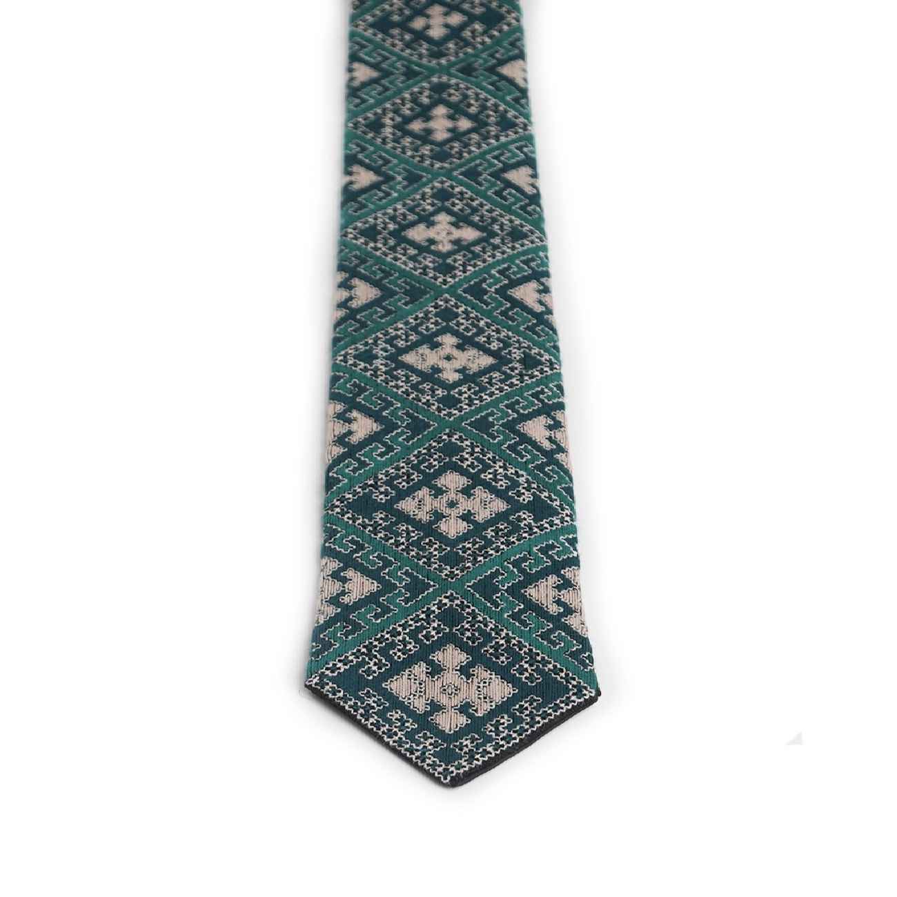 刺绣男士领带 – 波斯风格手工细节,绿色