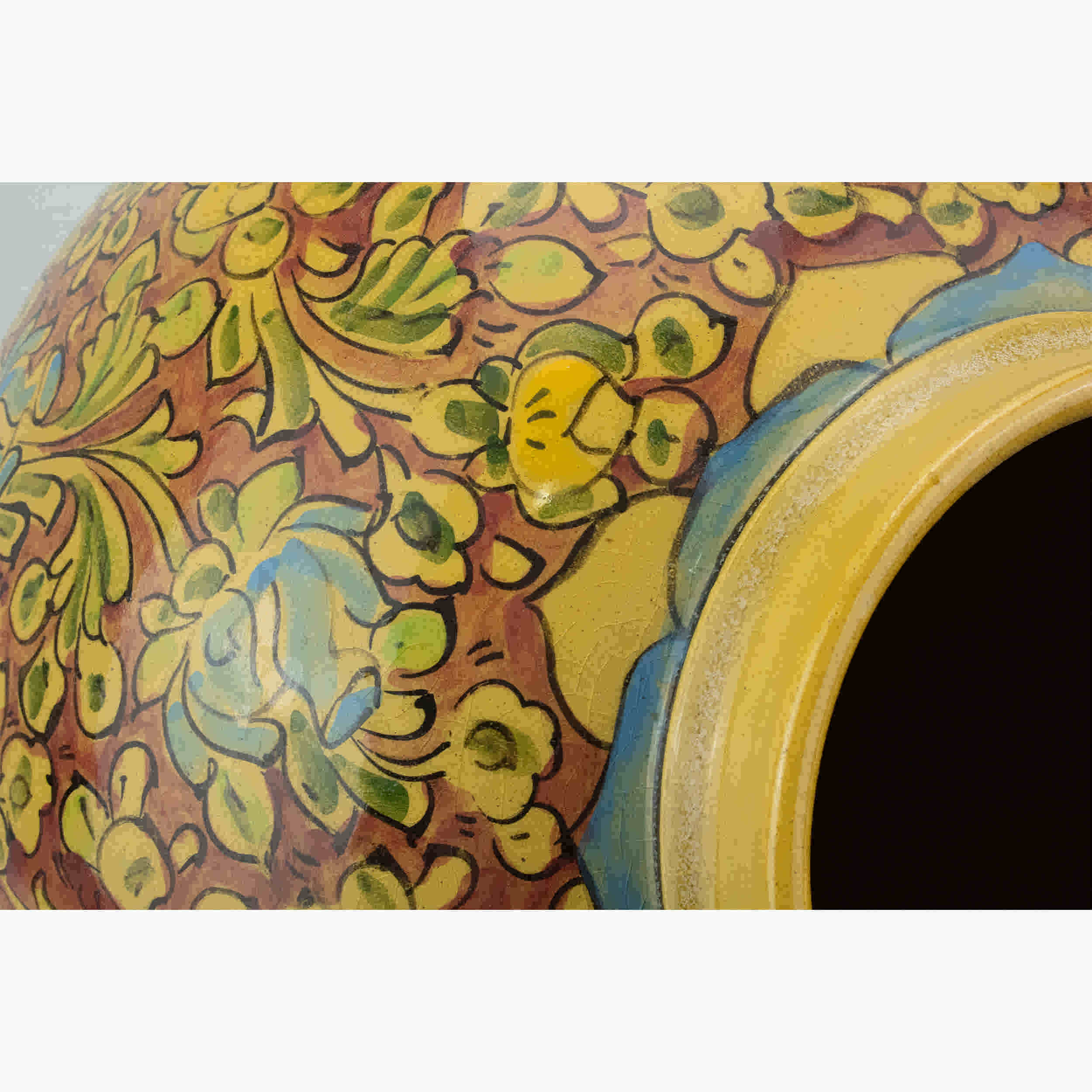 手工波斯陶瓷花瓶 – 花卉与鸟图案