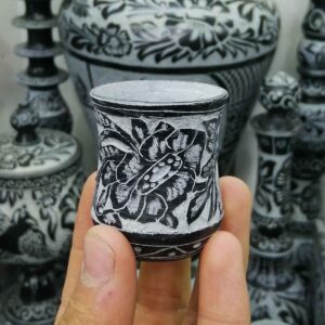 手工石制咖啡杯（花卉图案设计，晨间饮品专用，2件套）