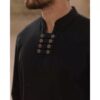 Thumbnail 2: 黑色伊斯兰男士长袍 – 8 颗纽扣设计，日常穿着理想选择