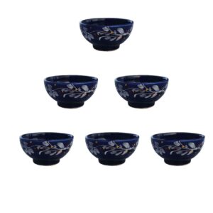 艺术陶碗 – 蓝色，适合盛装酸奶、汤、Ash、面条、冰淇淋（6 件套）