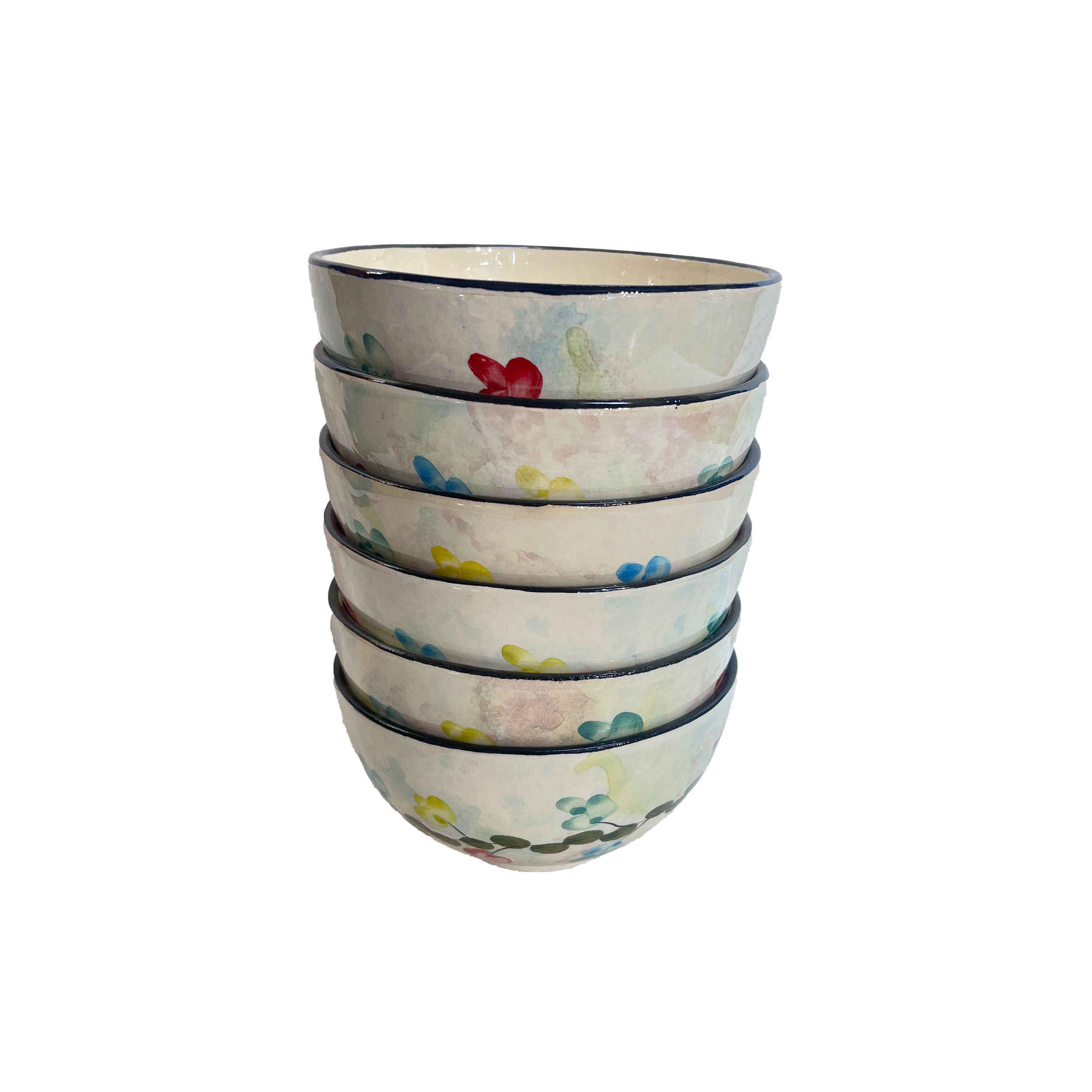 Main image of 艺术陶碗 – 白色，适合盛装酸奶、汤、Ash、面条、冰淇淋（6 件套）