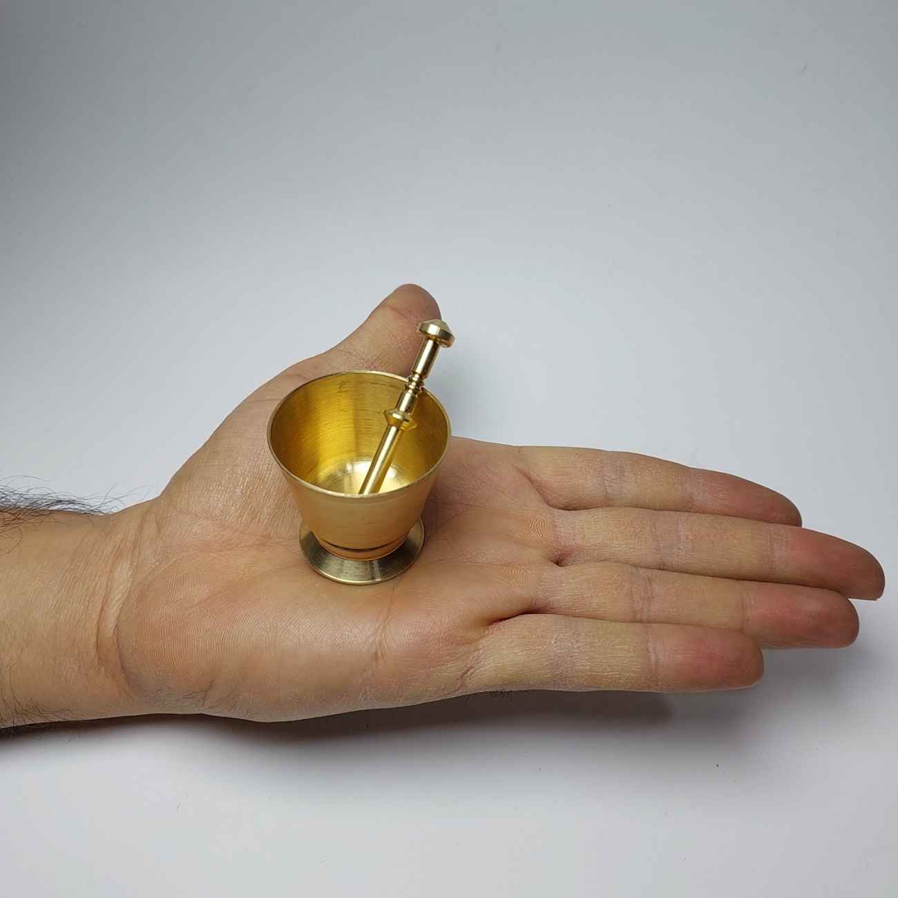 波斯黄铜研钵研杵套装带底座——实用香料研磨工具，厨房必备