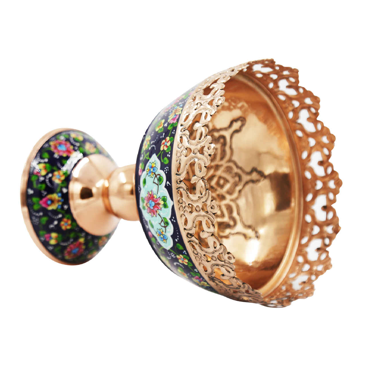 波斯铜装饰碗 – 派对与礼品理想选择，花卉设计