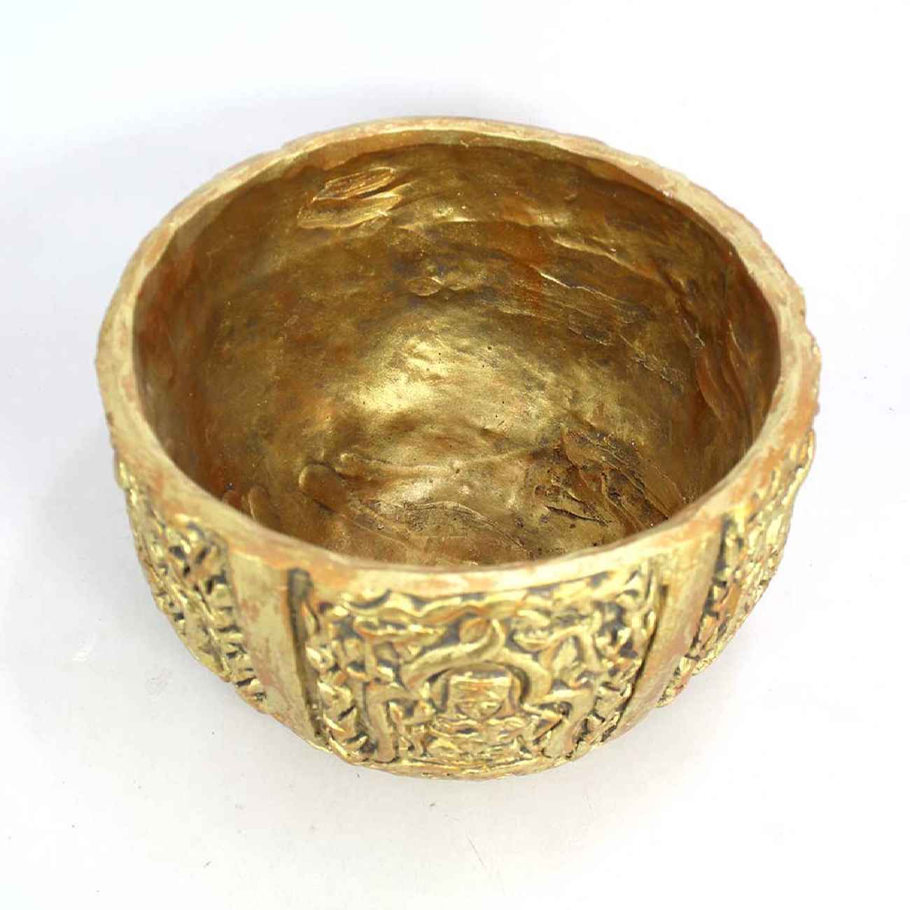 波斯手工艺术陶瓷碗 – 金色雕刻设计