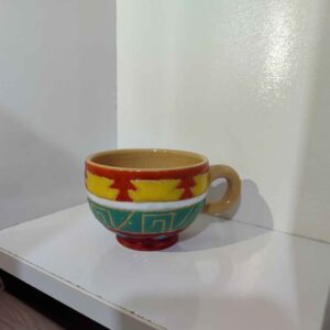 波斯手工陶瓷茶杯与茶托 – 几何图案设计