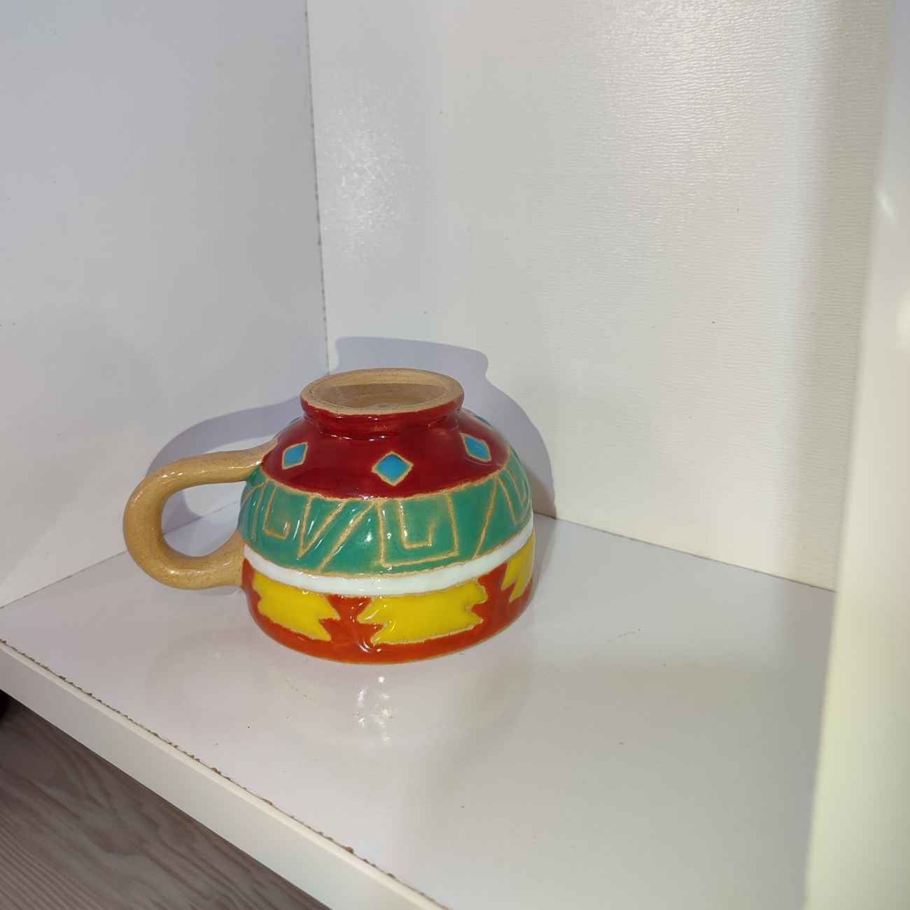 波斯手工陶瓷茶杯与茶托 – 几何图案设计