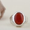 Thumbnail 3: 波斯手工男士银质戒指，配有红色玛瑙石