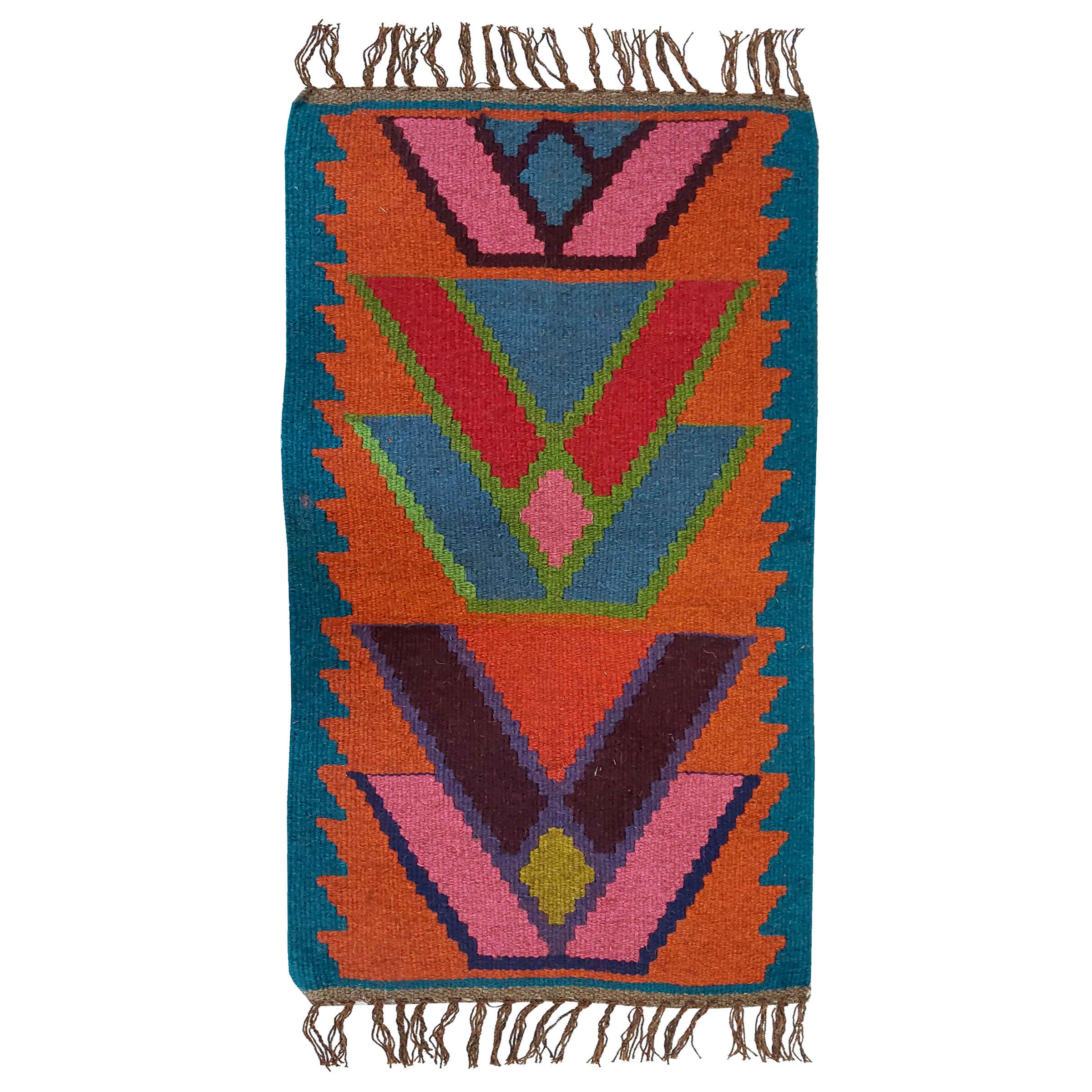 Main image of 波斯吉里姆羊毛地毯 手工编织 Zanjan 几何砖红色