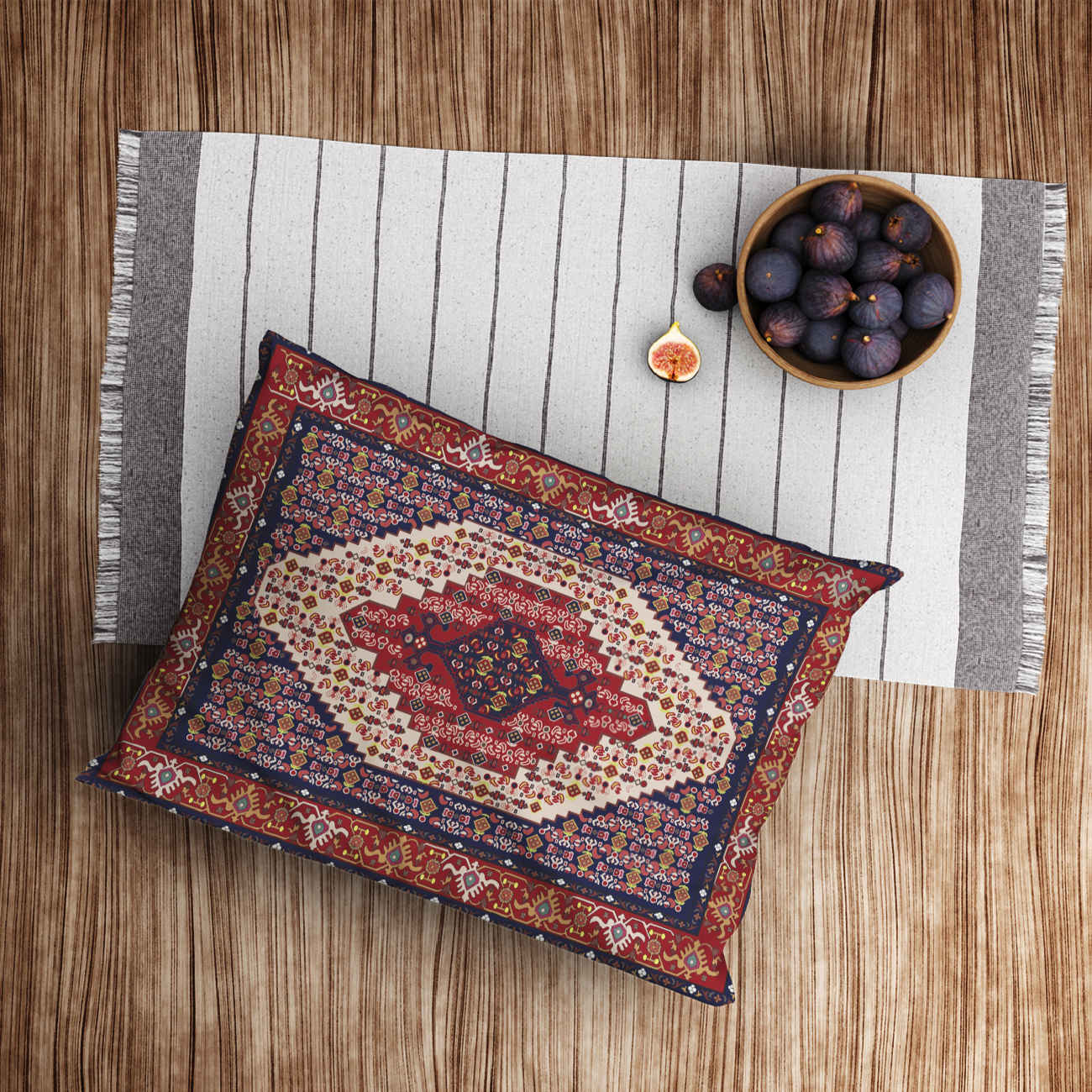 波斯枕套 – 传统地毯设计，丝绒材质（2件装）