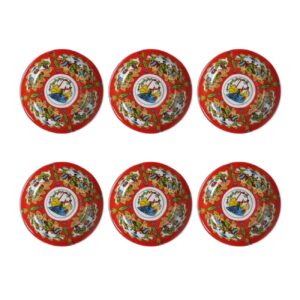 波斯茶托 – 瓷器鸟与花卉图案（6件套）