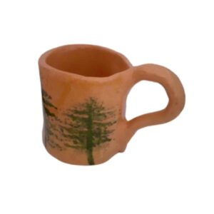陶瓷马克杯 – 手工制作，松树图案，适合茶与咖啡