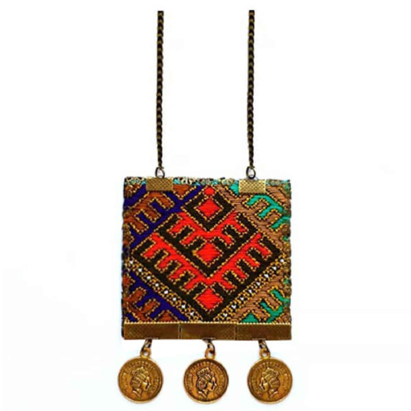 传统波斯刺绣项链，配链条和硬币设计