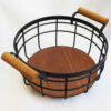 Thumbnail 3: 木质底座手柄金属丝篮 – 黑色款完美用于水果
