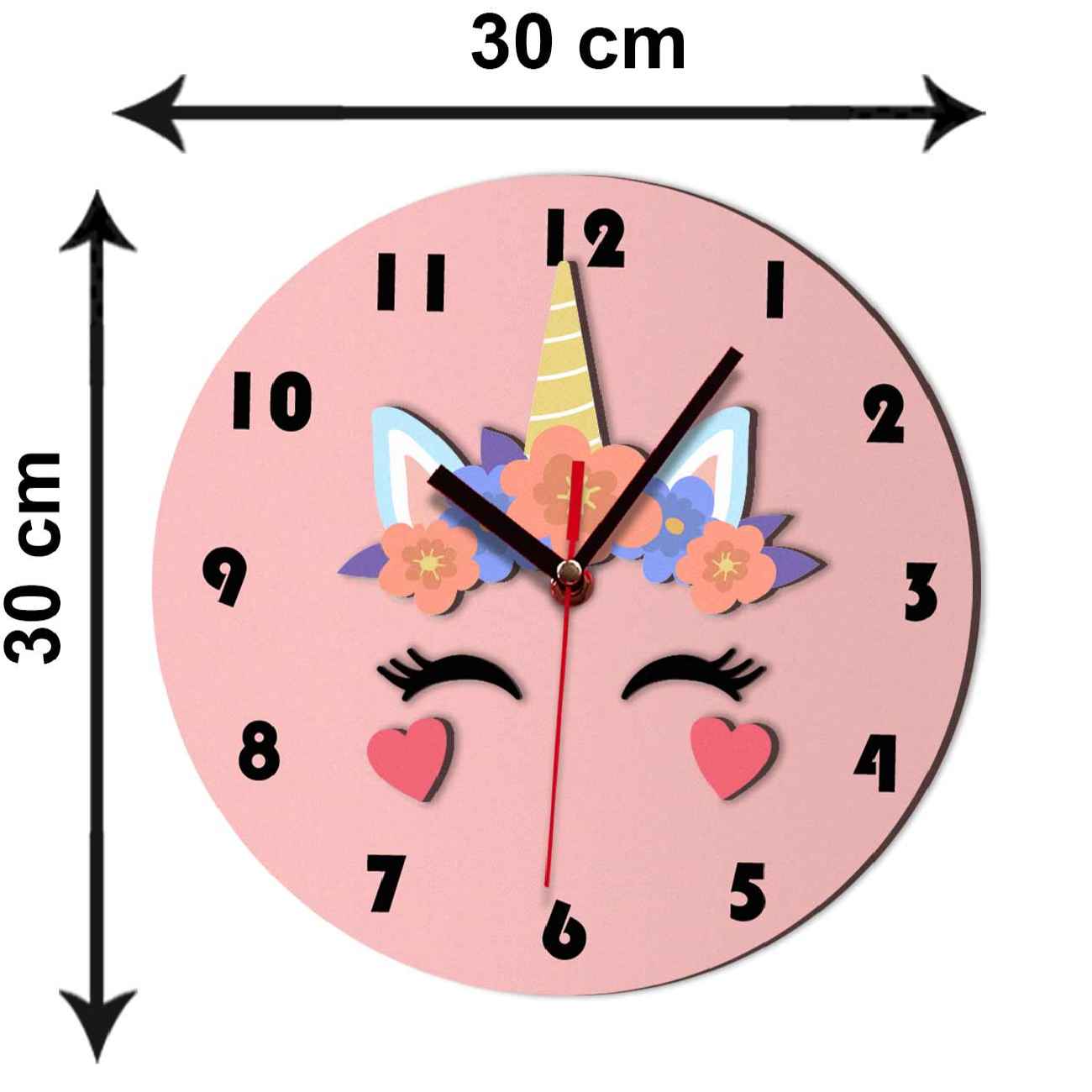 木质儿童挂钟 – 独角兽造型，优雅儿童装饰